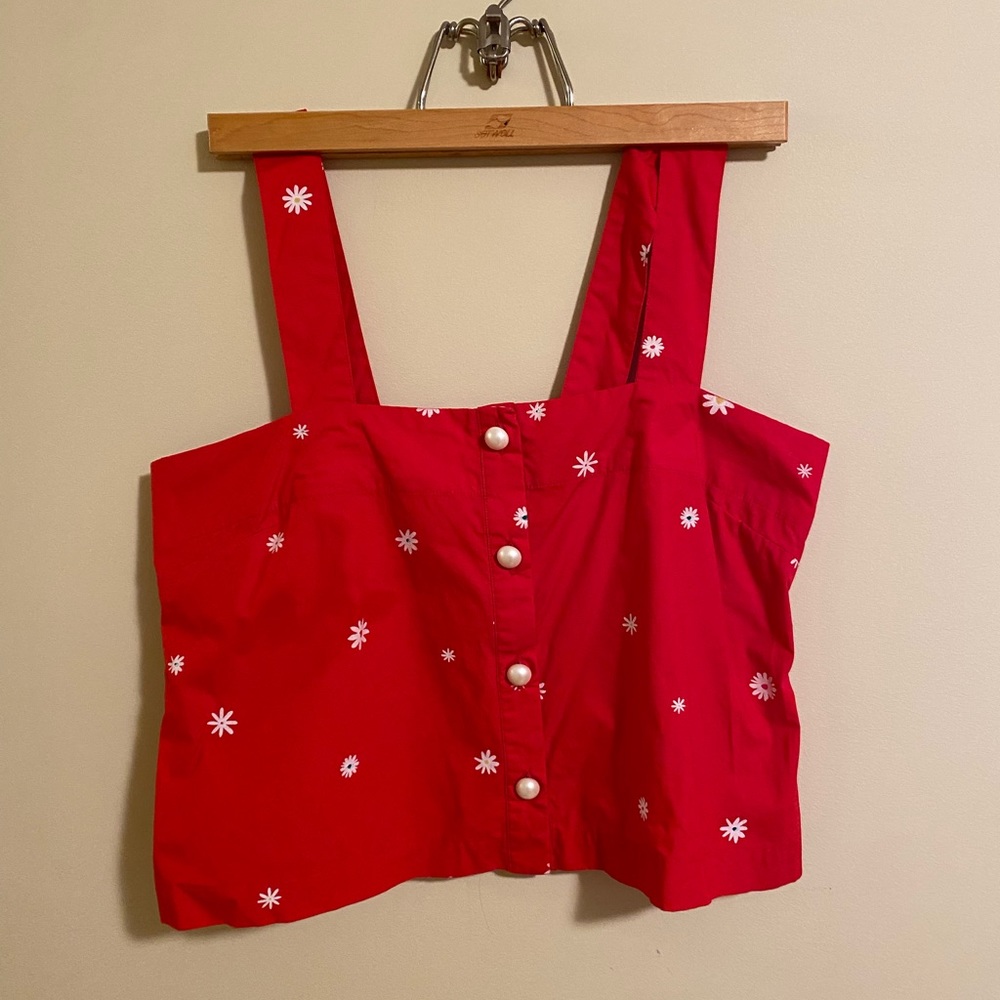 Ban.do Daisy Crop Top with Pearl Buttons